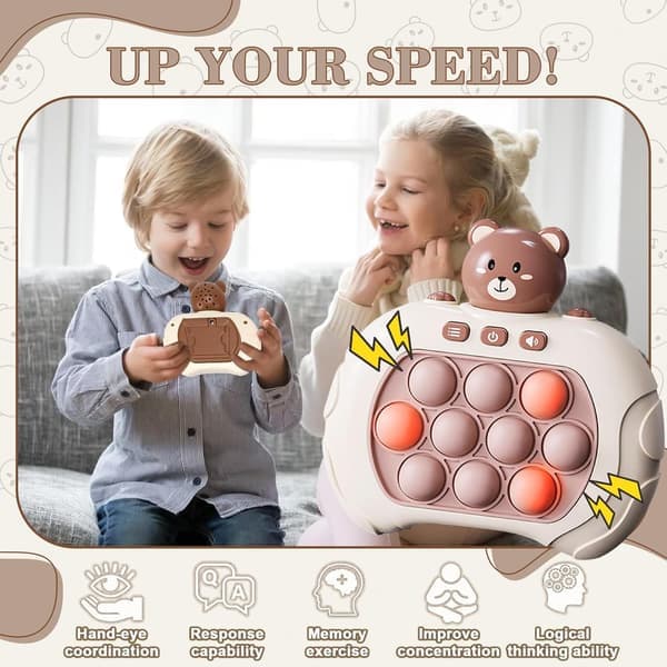 Quick Press-spill, sensoriske leker Pop Game Machine, håndholdt Fidget-konsoll for barn og voksne, bursdagsgaver til gutter, jenter, tenåringer - Bjørn