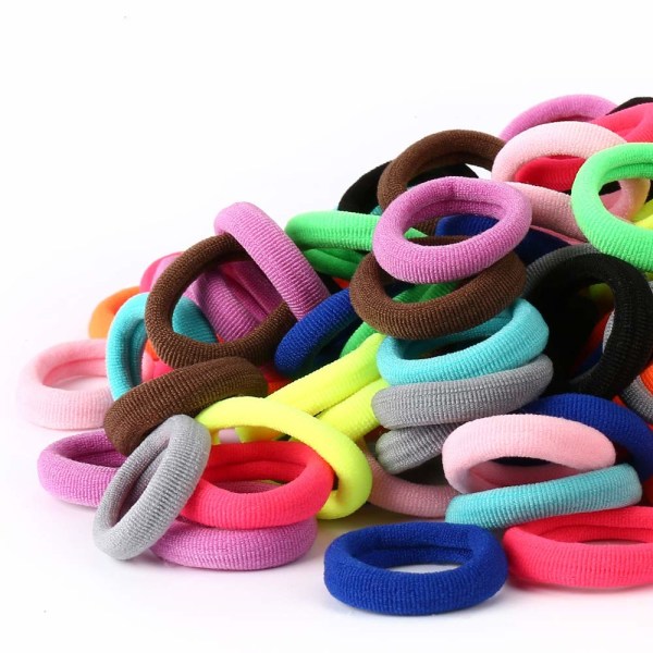 100 st bomullsslipsar för toddler för flickor och barn, sömlösa hårband för barn, elastiska hästsvanshållare för flickor (assorterade färger)