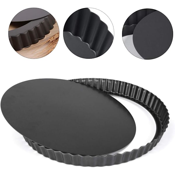 Tårtform, quicheform, läcker fruktkakform 28 cm, bakform med upphöjd bas, vågig kant, non-stick beläggning, skärbeständig, rund, plåt