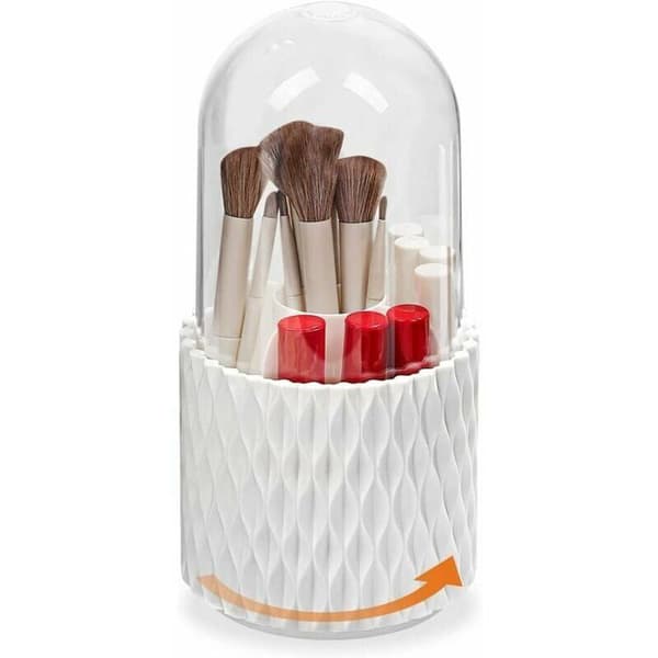 Large Capacity 360° Rotating Makeup Brush Storage Bucket for Dressing Table, Eyebrow Pencil, Eyeshadow, and Dust Brush