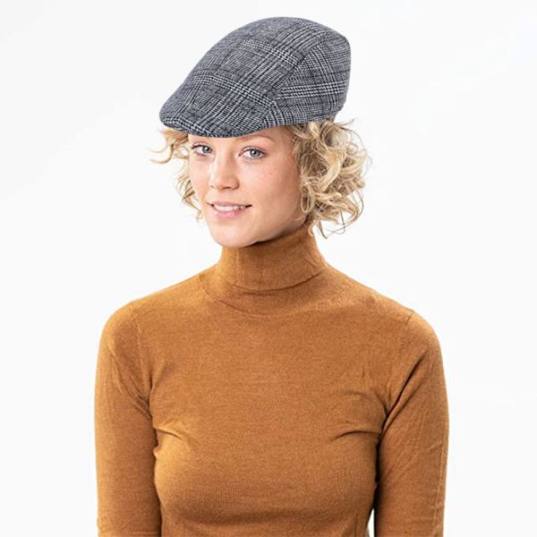 Nyhetspojkehattar för män Irländsk platt keps monterad Ivy hatt Retro Gatsby hatt herr Beret keps twill svart och vit