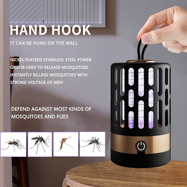 Bug Zapper, Elektrisk Myggdödare Bärbar Camping Myggdödare Uppladdningsbar Inomhus Bug Zapper