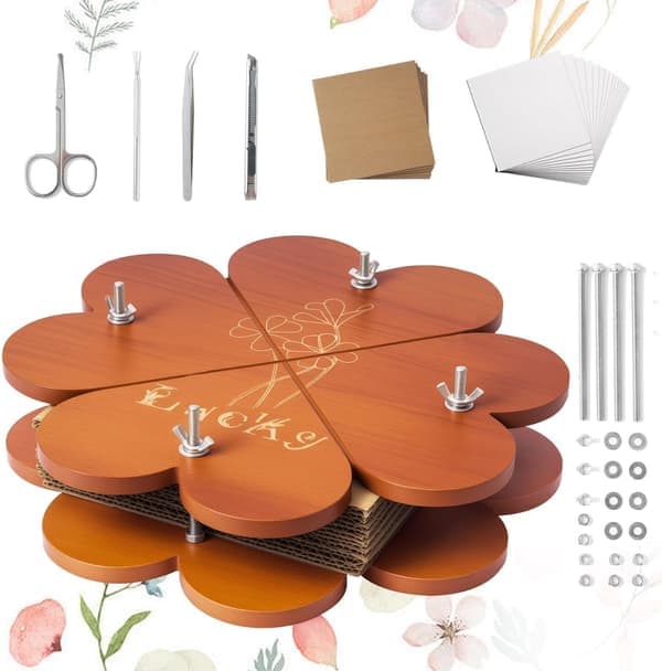Extra stort blompresskit – Blomkonservering/torkningskit för DIY bröllopsbukettkonservering DIY pressad växtkonservering 11\"x11\" träpress