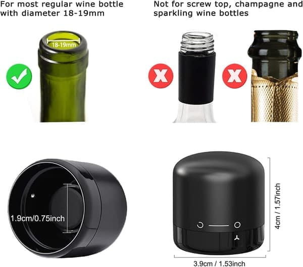 2-pack vinstoppare för champagne- och vinflaskor, återanvändbar flaskpropp som förseglar lufttätt och bevarar vinets smak och fräschör 2B 2B
