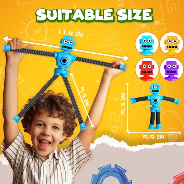 Robot Sensorisk Reisesett (4 deler), egnet for gutter i alderen 3-9 år, inkluderer en flyformet sugekopp, sugekopp-leker, fidget spinner, osv.