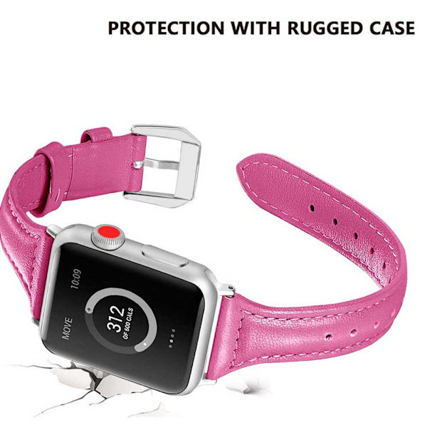 Läderband kompatibelt med Apple Watch, tunt läderarmband för iWatch Series 5/4/3/2/1 38-40mm Svart
