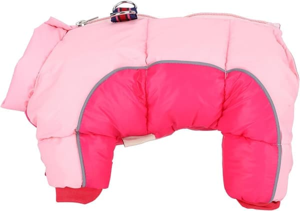 Dog Winter Clothes Windproof & Warm | Back Zipper Design & D-ring | Reflective Stitching for Night Visibility | Pink Pet Jacket for Small Dogs
