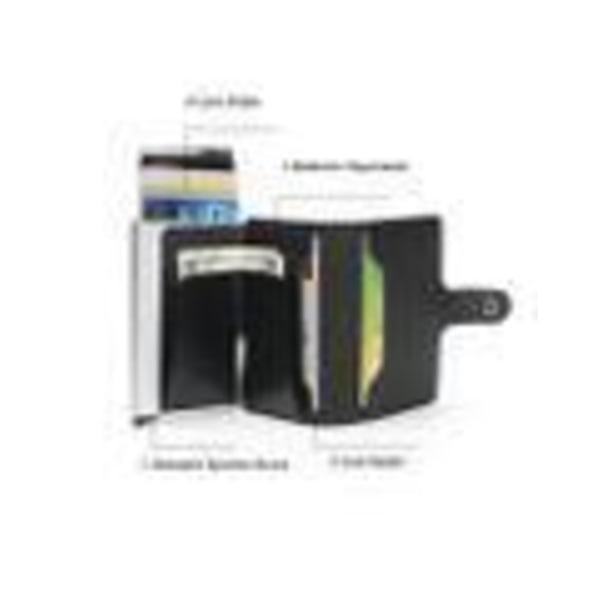 Aluminium Läder Pop Up Korthållare RFID & NFC skydd Sedelfack Svart Svart