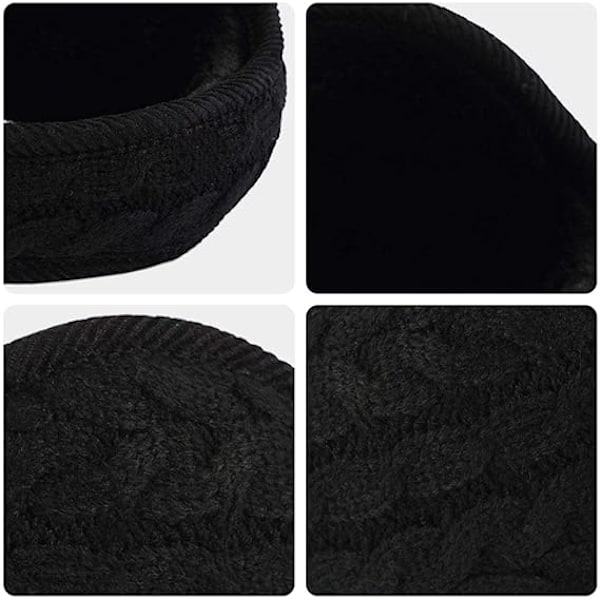 Unisex Varm Stickade Öronmuffar Dam Cashmere Vinter Ren Färg Utomhus Päls Öronvärmare