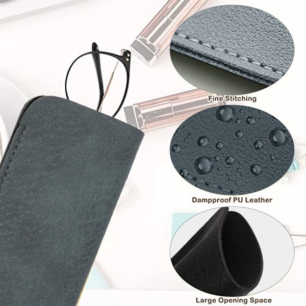 3-pack glasögonfodral i läder, mjuka glasögonfodral, bärbar tygpåse för glasögon