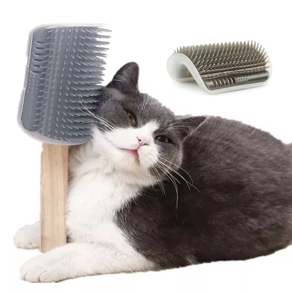 Katte kradsebræt Kattebørste Massagebørste til hjørnemontering til katte grå