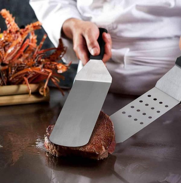 Maple Rustfri Grill Udendørs BBQ Køkken Spatel Teppanyaki-Spatel-6stk