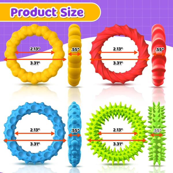Sensoriska Fidget-leksaker för barn och vuxna - 4-pack stretchigt Fidget-armband | Textur och lugnande