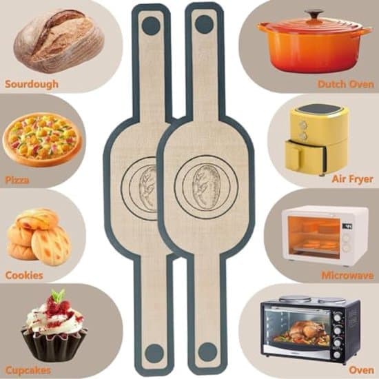 To silikone bageunderlag til brød, bageplader og dej – genanvendelige non-stick bageunderlag, 56 x 15 cm