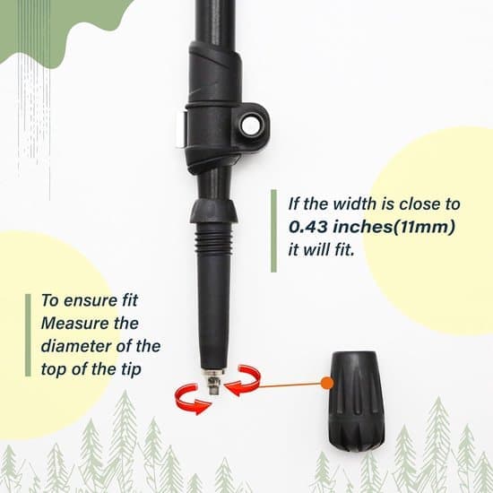 6 erstatningsstavspidser – 3,5 cm høj – 11 mm huldiameter – Passer til de fleste standardstave – Sorte gummispidser for forbedret greb