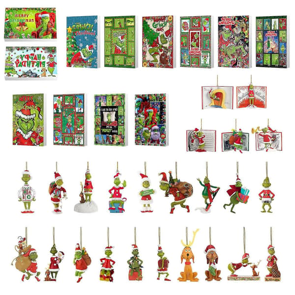 Julekalender blind boks nedtælling 24 dage kalender blind boks træ vedhæng Grinch blind boks