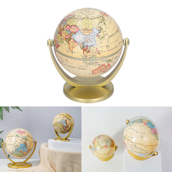 Miniatyr Världskarta Jordglob Engelsk Utgåva Skrivbord Roterande Jord Geografi Jordglob Undervisningsverktyg