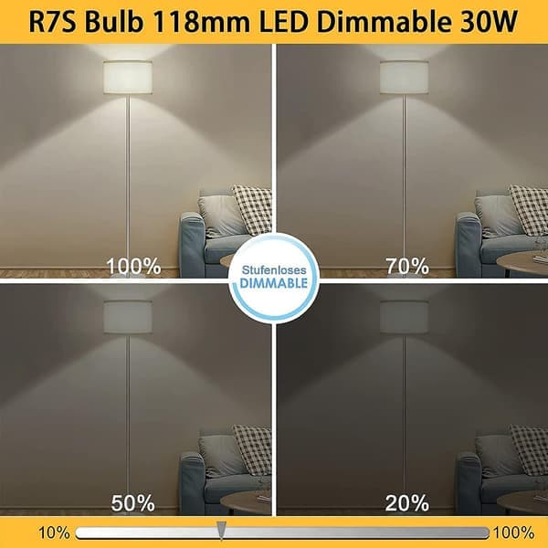 2 pcs R7s 118mm LED Bulb 30w Dimmable, Warm White 3000k, Flicker-Free