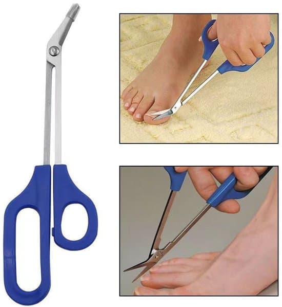 Long Handle Toenail Clippers - Nail Scissors - Perfect for Thick Nails and Easy to Reach - 21 cm - Blue