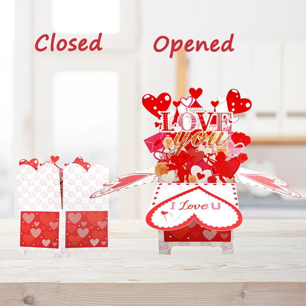 3D Pop Up Romantisk Kort, Perfekt for Valentinsdag Bryllupsdag og Bursdag, Hjertevarm Gave til Kjæreste Mann Kone Menn Kvinner