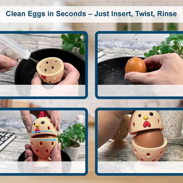 Fresh Egg Washer, Fresh Egg Brush, Reusable Silicone Chicken Shaped Scrubber, Egg Shell Cleaner for Poultry Farm