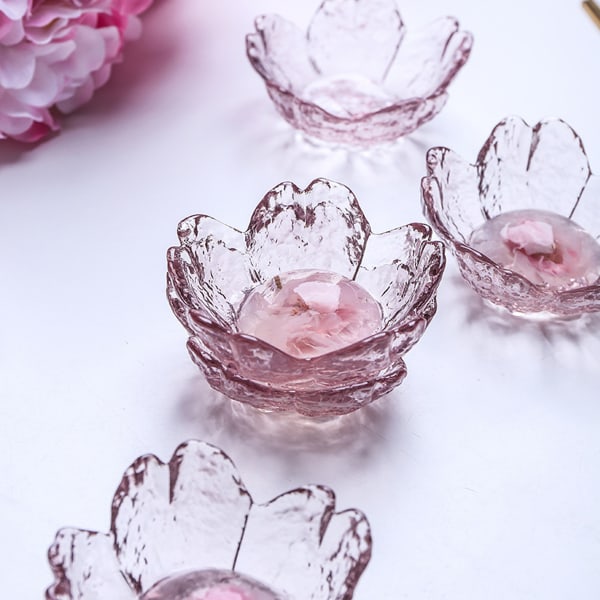 5 st Glas Sakura Form Små kryddskålar Doppskålar Förrättstallrikar