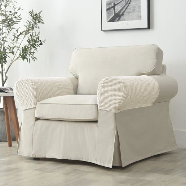 Set om 2 Jacquard Stretch Soffa Fåtölj Armstödsskydd Anti-Slip Möbelskydd Armstödsskydd för Soffa Recliner