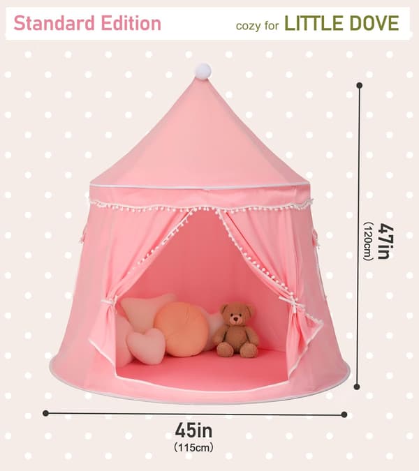 Stort legetelt til børn – Yurt-design legetelt med taske, perfekt gave til børn, lyserød Pink