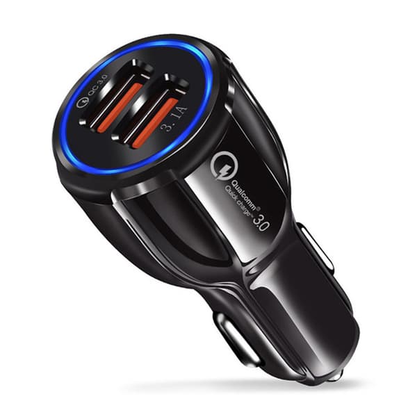 Biloplader Hurtigoplader USB 38W Hurtigopladning iPhone/Samsung Blå