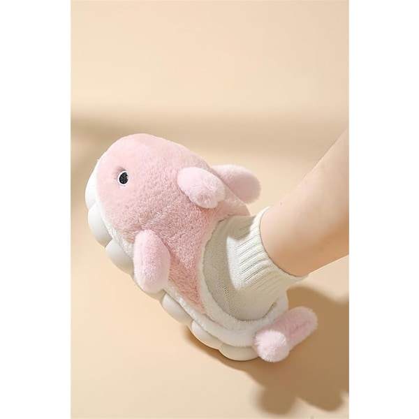 Plush Hemtofflor för Män och Kvinnor, Cartoon Haj Djur Bomulls-tofflor, Vinter Inomhus Varma Tofflor, Mjuka och Bekväma Tjocksulor Pink 40-41 Pink 40-41