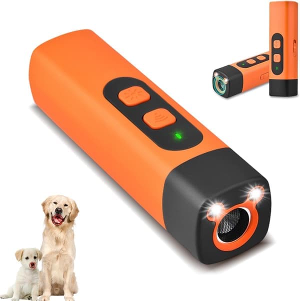 Dog Bark Deterrent Rechargeable Anti-Bark Device for Dogs Suitable for Training to Improve Bad Behavior (Orange)