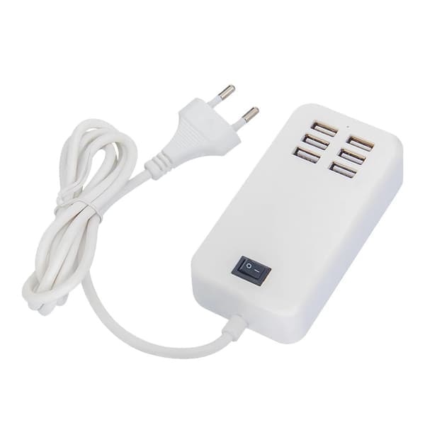 Strøm USB-hub, aluminium 6-porters USB-strøm med ekstern