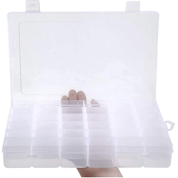 Organizer Box med justerbara avdelare, 15/24/36 fack Organizer Transparent förvaringsbehållare för pärl-organizer