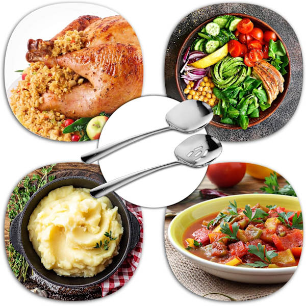 Stor serveringsskedset, hålslev och serveringssked, högkvalitativt skedsilver, matlagningssked, pastaslev, blandningssked, livsmedelskvalitet 18/8