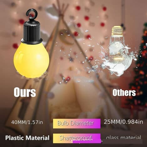 18m RGB Outdoor String Lights with 25 Bulbs, Remote Control and App Control, IP65 Timer – Suitable for Christmas, Gardens and Yards