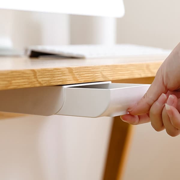 Under Paste Desk Organizer Hvid ABS-plast Skrivebordsopbevaringsskuffe Kontorartikler