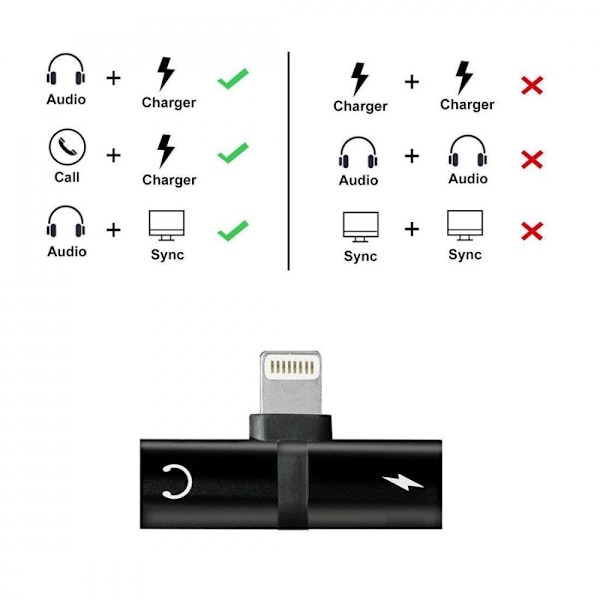 iPhone XR/Xs Max/XS/X/8/7 Dual/Dubbelingång Adapter Silver Silver