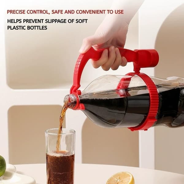 Adjustable Bottle Handle with Built-in Bottle Opener - Multifunctional Holder for Oil and Beverage Bottles with Lid Support - Durable PP & TPE