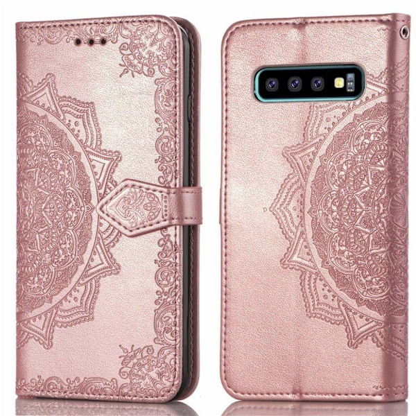 Mandala läder Samsung Galaxy S10 Plus fodral - Rosa Rosa