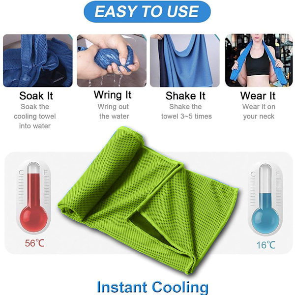 4-pack kylhandduk fitnesshandduk kylhandduk för omedelbar kylning med 4 vattentäta påsar mikrofiber sport handduk för camping vandring yoga golf