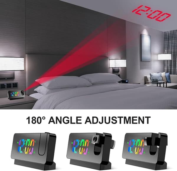 LED Projection Digital Alarm Clock, 360° Rotating Projection, Temperature Display and Memory Function, Suitable for Bedroom and Living Room Decoration.