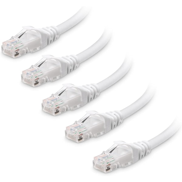 5-pack 10 Gbps Snagless Kort Cat6 Ethernet-kabel (Cat6-kabel, Cat 6-kabel) White 3m White 3m