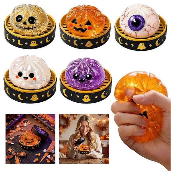 Halloween Spooky Ghost Dumpling, Dumplings Squish med dampkoger Stressbolde Stresslindring Fidget Sensorisk til ferie- og fødselsdagsgaver A