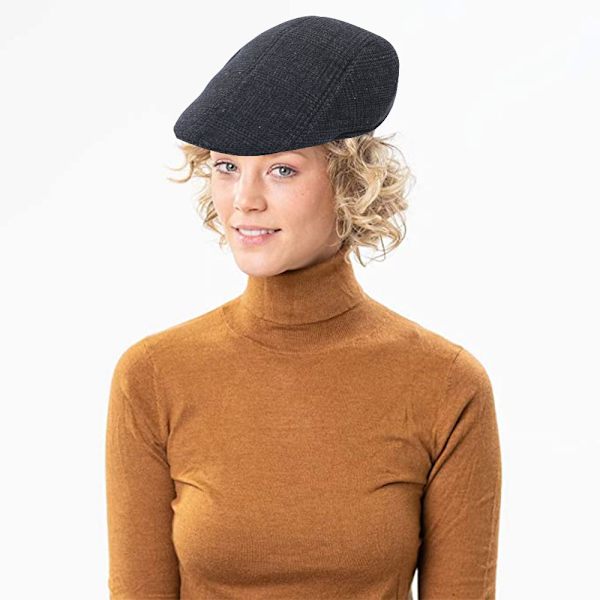 Nyhetspojkehattar för män Irländsk platt keps monterad Ivy hatt Retro Gatsby hatt herr Beret keps twill svart och vit