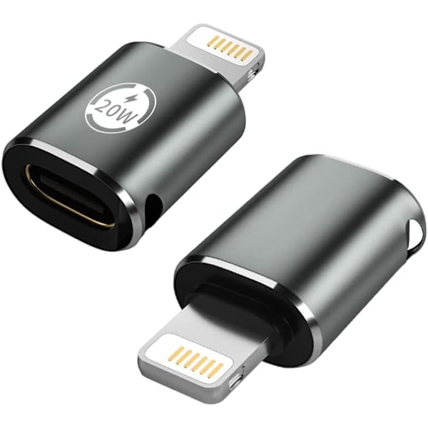 USB c till Light-ning, stödjer 20W PD, snabbladdningsfunktion för i-Phone i-Pad i-Pod-serien kompatibel (2Pack i-OS Phone hane adapter till USB