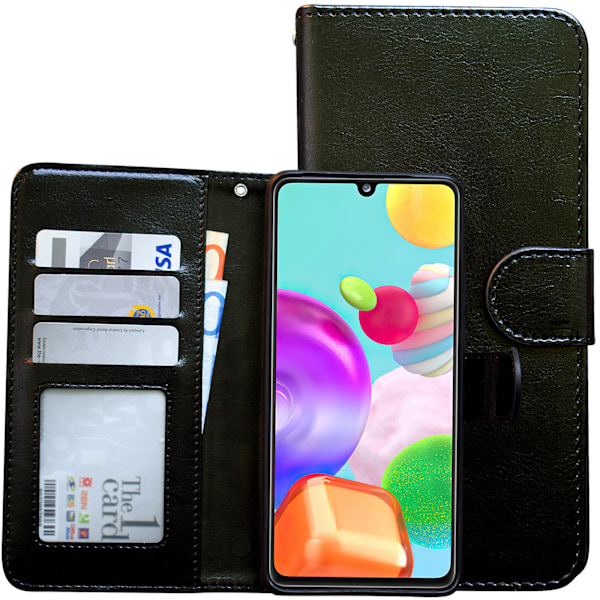 Samsung Galaxy A41 - Läderfodral / Skydd Svart Svart