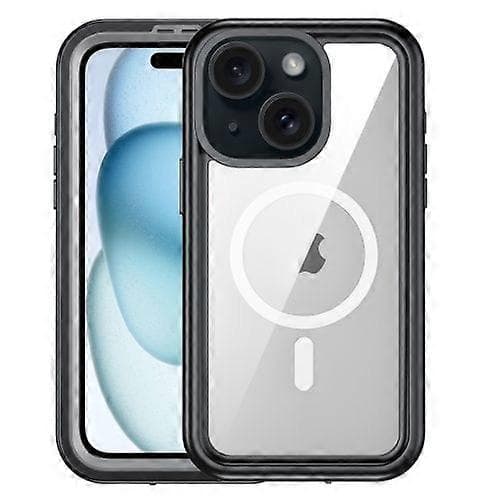 Vandtæt IP68 MagSafe magnetisk telefoncover til iPhone 15 Sort 15 Plus