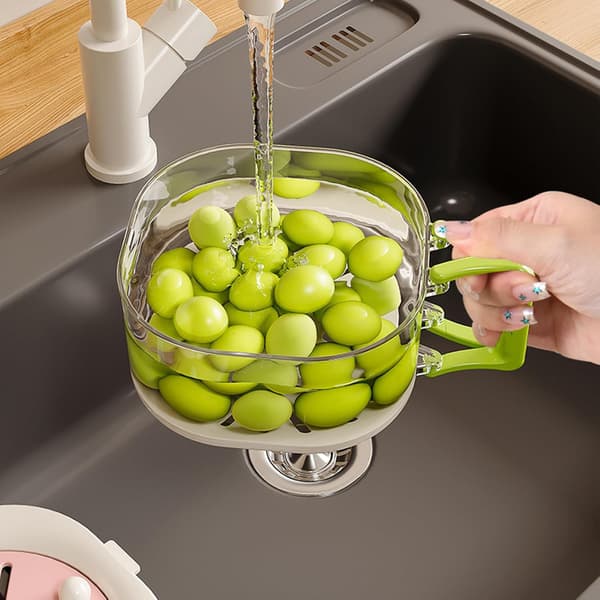 Drainage and Storage Basket Stackable with Drainage Lid | Fruit Drainer and Storage Bowl - for Kitchen Refrigerator Picnic Camping Cherry Tomatoes