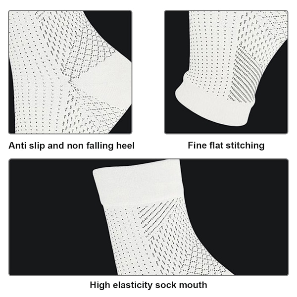 4 par lugnande kompressionsstrumpor, fitness kompressionsstrumpor elastiska cykelstrumpor fotledsstöd för plantar fasciit ärm lugnande - vit