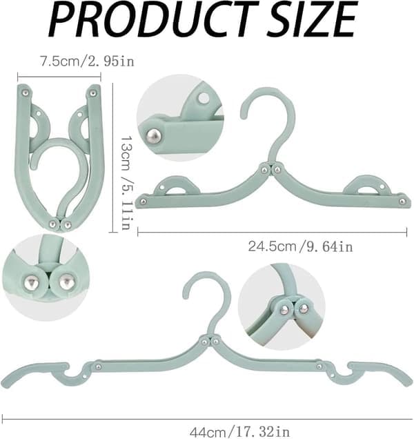 12-pack Foldable Clothes Hangers, Space-Saving and Non-Slip, Portable Multifunctional, Home, Hotel, Travel, Camping
